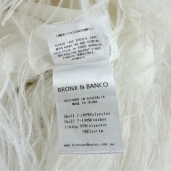 Bronx and Banco Lola Feather White Ivory Bridal Strapless Mini Dress Size S - Picture 14 of 15